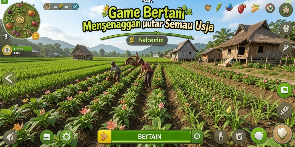 Antarmuka pengguna 5ZK menampilkan suasana bertani yang ceria dan menarik.