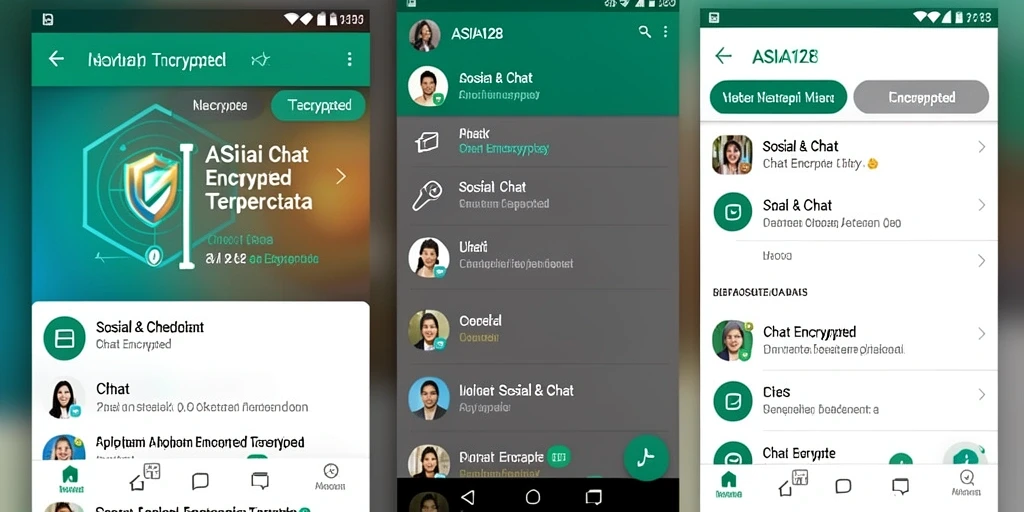 Tampilan antarmuka aplikasi ASIA128 dengan fitur Chat Encrypted.