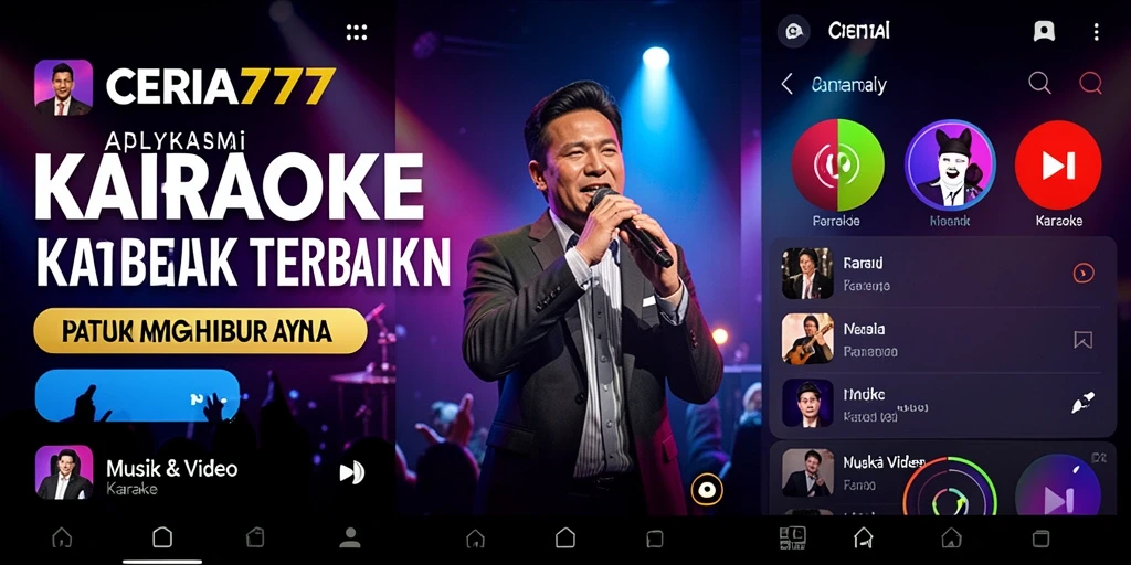 Antarmuka aplikasi CERIA777 yang mudah digunakan untuk karaoke.