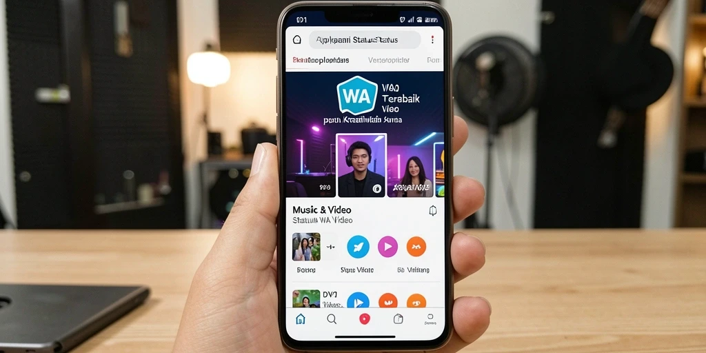 Screenshot antarmuka DY01 menunjukkan berbagai fitur menarik untuk Status WA Video.