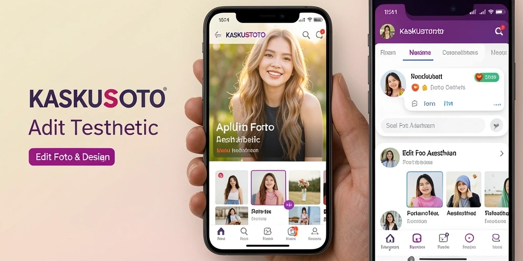 Antarmuka KASKUSTOTO dengan alat Edit Foto Aesthetic yang menarik.