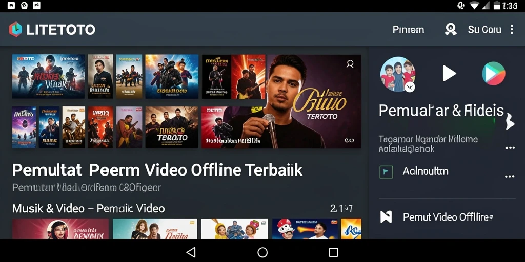 Tampilan antarmuka LITETOTO dengan fitur Pemutar Video Offline.