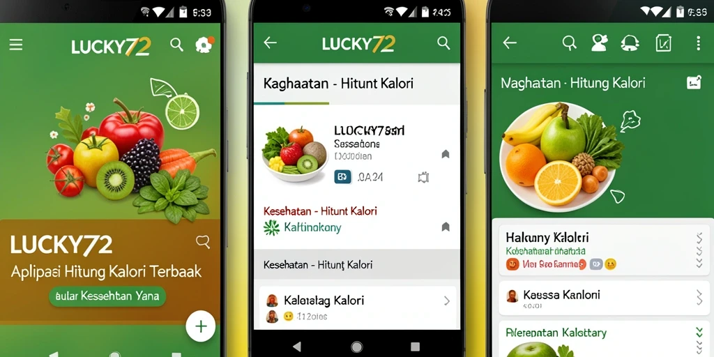 Antarmuka aplikasi LUCKY72 untuk menghitung kalori dengan mudah.