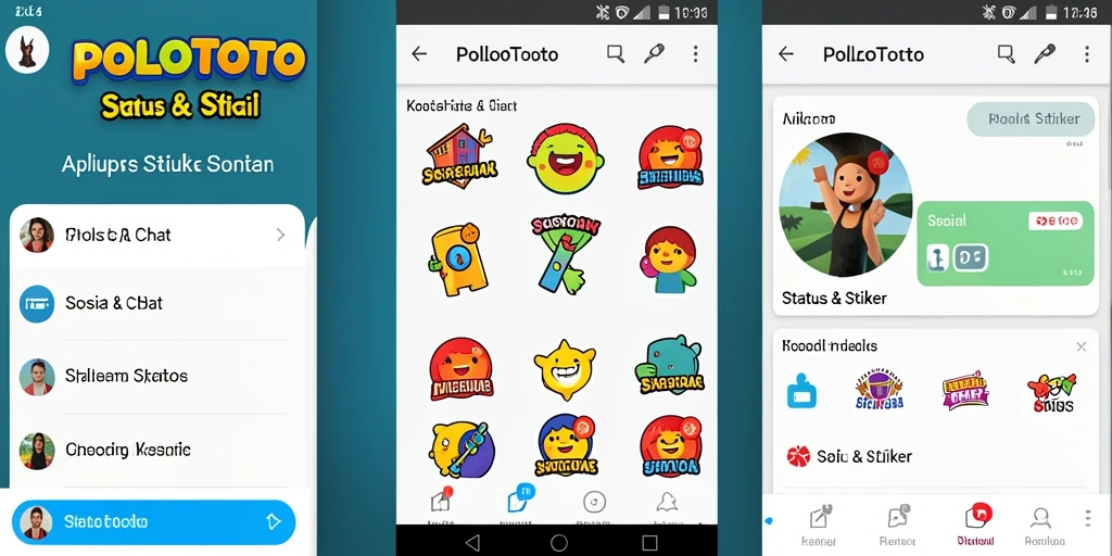 Tampilan antarmuka POLOTOTO dengan berbagai opsi stiker menarik.