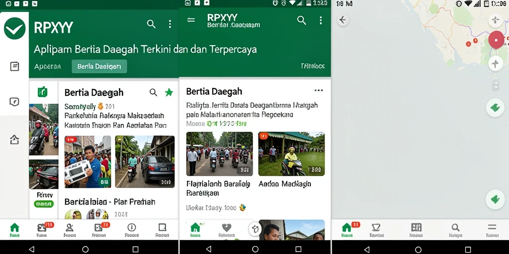 Screenshot antarmuka utama aplikasi RPYYY menampilkan berita daerah terkini.