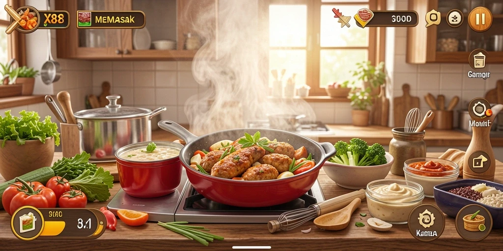 Tampilan antarmuka <strong>X88</strong> yang menarik untuk game Memasak.